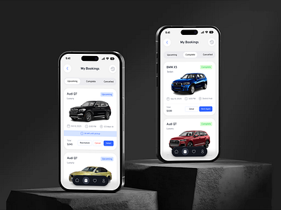 Car Rental UI/UX –Upcoming rental & complete rental. app interface booking app car rental app case study clean ui concept design dashboard design design system figma design interaction design minimal design mobile app design mobile ux modern app product design prototype travel app uiux design user experience user flow