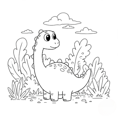 A cute cartoon dinosaur
