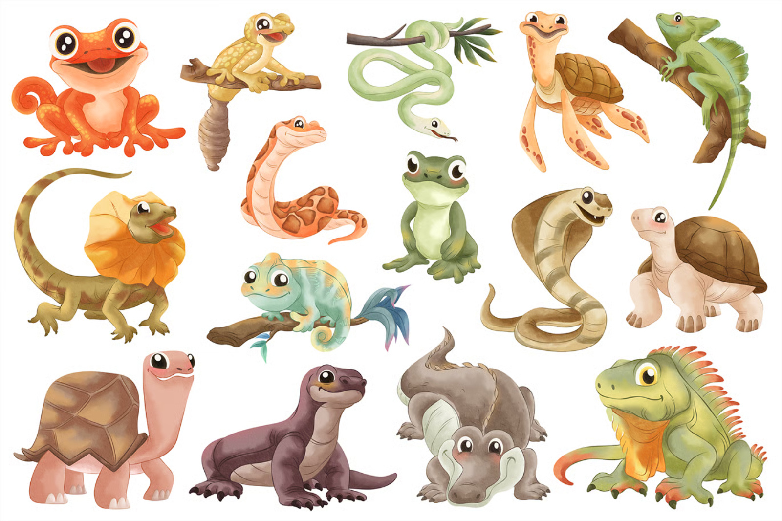 サファリ動物爬虫類水彩セット