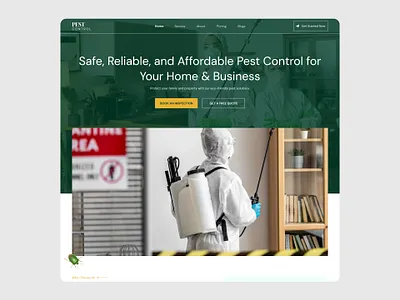 PestGuard – Pest Control Website Design 3d 3d web design adobe photoshop clean website design figma landing page modern website pest control web design pest control website ui design uiux user interface web design website