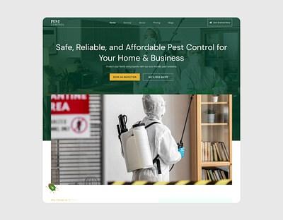 PestGuard – Pest Control Website Design 3d 3d web design adobe photoshop clean website design figma landing page modern website pest control web design pest control website ui design uiux user interface web design website