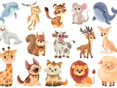 ママリア サファリの動物 水彩セット card christmas christmas border christmas card christmas elements christmas garland christmas ribbon draw drawing drawn element graphic handdrawn invitation postcard santa snow watercolor winter xmas