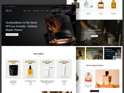 MUD Cosmetics — Clean Modern Web beauty brand design clean layout conversion optimization cosmetic website creative direction designer portfolio e commerce website figma design high end branding homepage design landing page ui luxury skincare minimal aesthetic modern web design premium experience product page ui responsive ui uiux design visual storytelling webflow ready