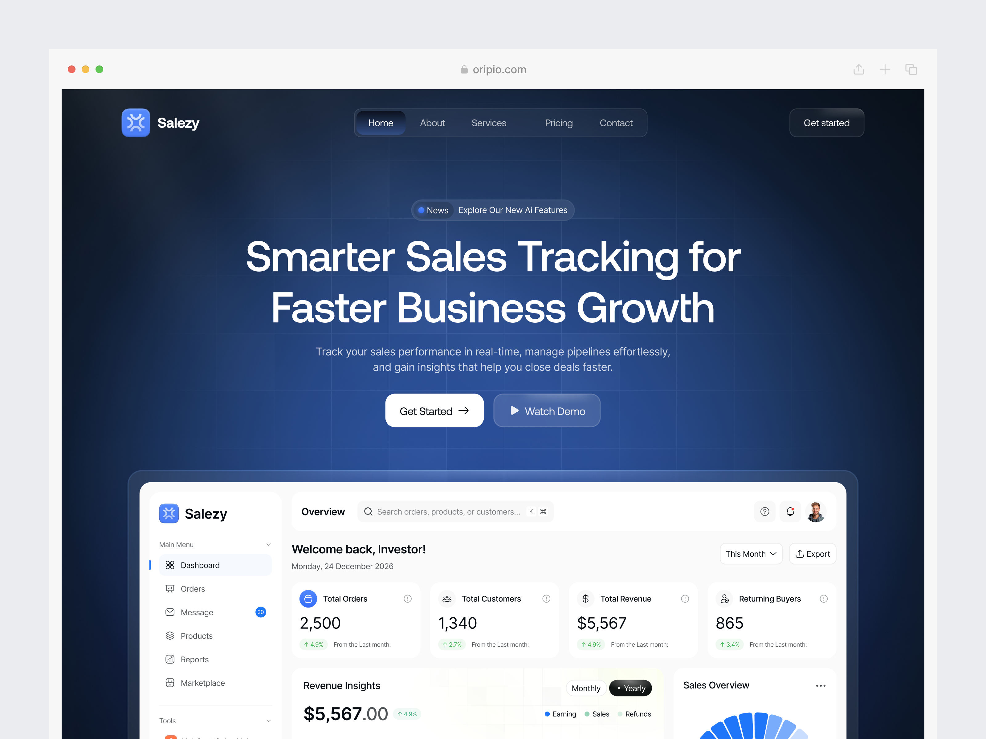 Example of Saas Landing Page Design