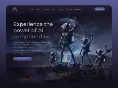 Blockchain AI — Futuristic Token Landing Page Design ai ai service behance portfolio bitcoin blockchain chain crypto cryptocurrency defi finance fintech homieslab invest investment landing page network token user interface web3 webdesign