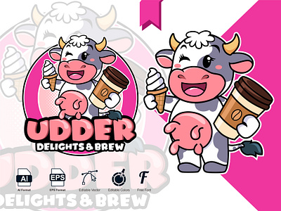 Cow udder milk logo. Vector milk logo with cows. Cute Cow Mascot agriculture beef cattle cow cute dairy drink farm food logo milk nature udder