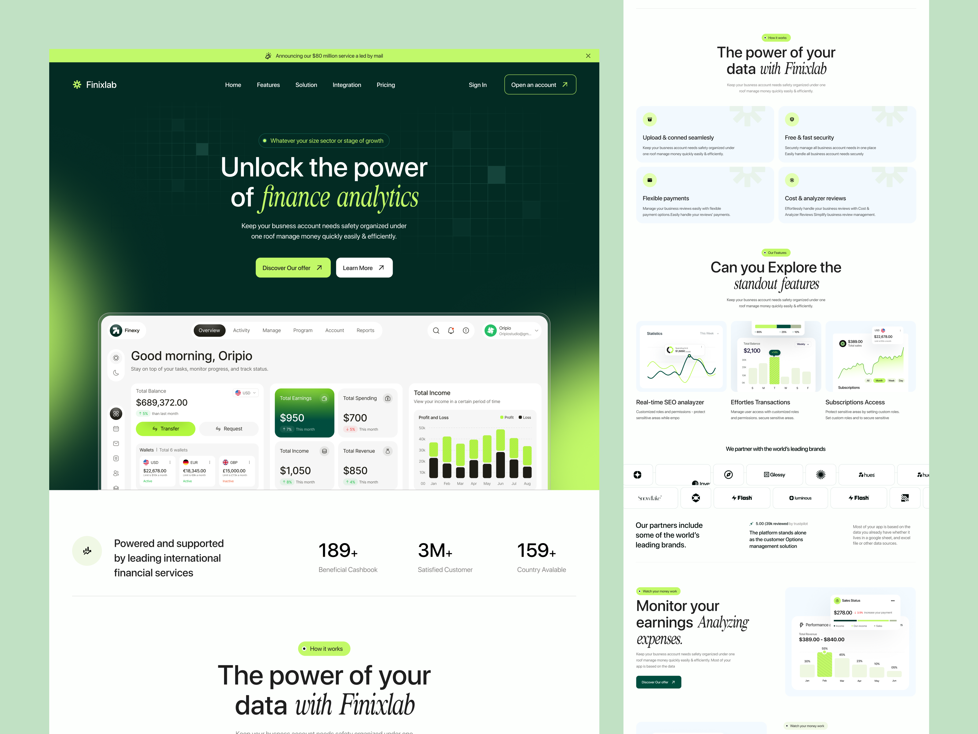 Finixlab - Saas Website Design banking ui finance ux design finance website financial platform fintech landing page fintech product page investment dashboard oripio saas saas dashboard saas landing page saas landing page design saas product saas product homepage saas responsive ui saas website saas website design web design website design
