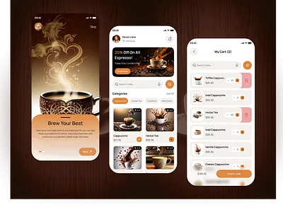 Coffee Shop Mobile App UI app application beans coffee coffee cup coffee shop drink app espresso food app minimalist mobile app order app product product design restautent app sourav biswas starbucks trendy mobile app ui ux