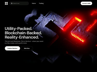 GenAuxi Landing Page Hero 3D animation 3d 3d animation 3d art e commerce finance fintech hero hero banner hero image hero section icons landing landing page landingpage nft web web design web3 webdesign