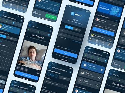 Medoc - Telemedicine Product 🩺 app case study dark mode design doctor glass morphism medical app online doctor product design telemedicine ui uiux design ux