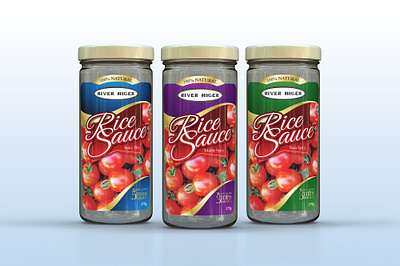 River Niger Rice Sauce Label Design clean creative design food gold gradient label luxury modern packaging premium print professional ribbon rice sauce shelf spice tomato up market