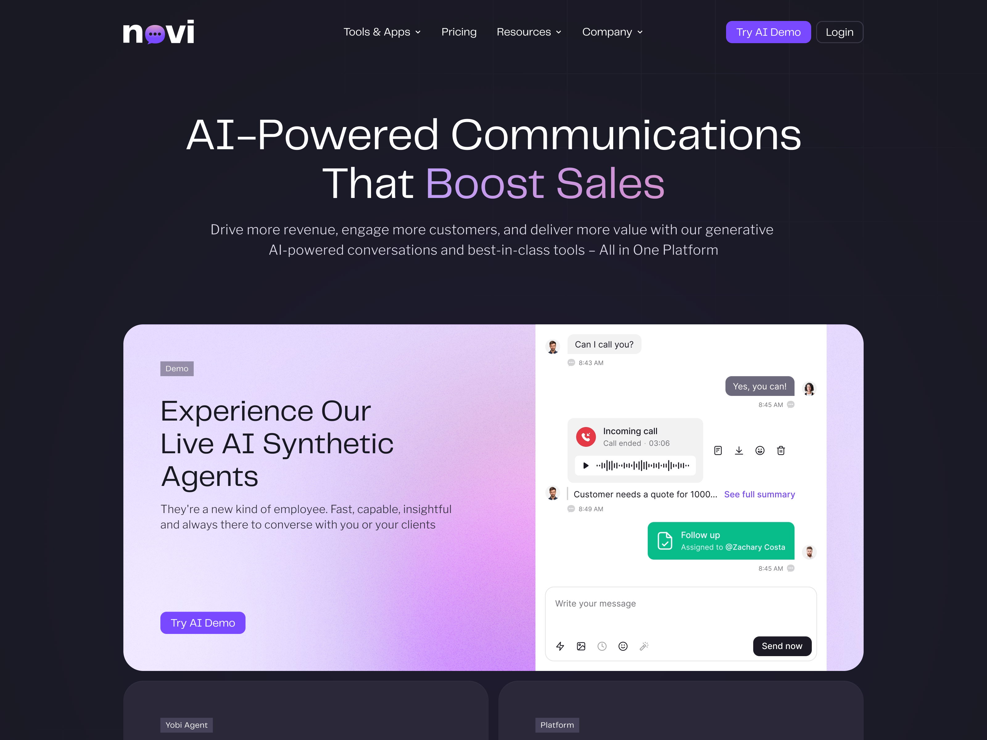 Example of Novi — Landing Page