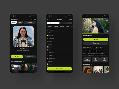 Video streaming platform app app cinema darkmode ott ui