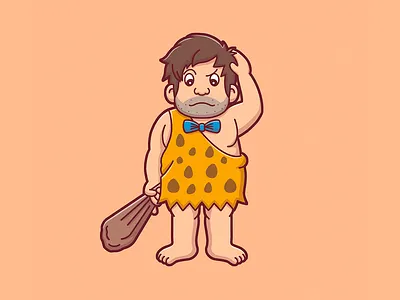Custom Character Illustration - The Confused Caveman cartoon cartoon logo caveman character cute logo design illustration kawaii kawaii logo logo mascot