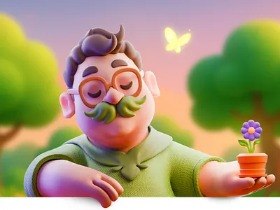 Mr. Greenleaf 3dart 3dcharacter blender3d cartoon characterdesign cute digitalart gardener softlighting stylized