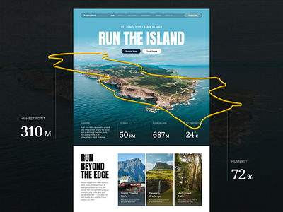 Run the Island – Website Concept bold branding competition design editorial event layout magazine map marathon route running sport tracking trail run typography ui ultra run ux website
