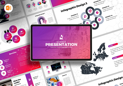 Creative Science PowerPoint Presentation Template 3d animation branding creative design graphic design illustration logo minimal motion graphics powerpoint pptx presentation science slide ui
