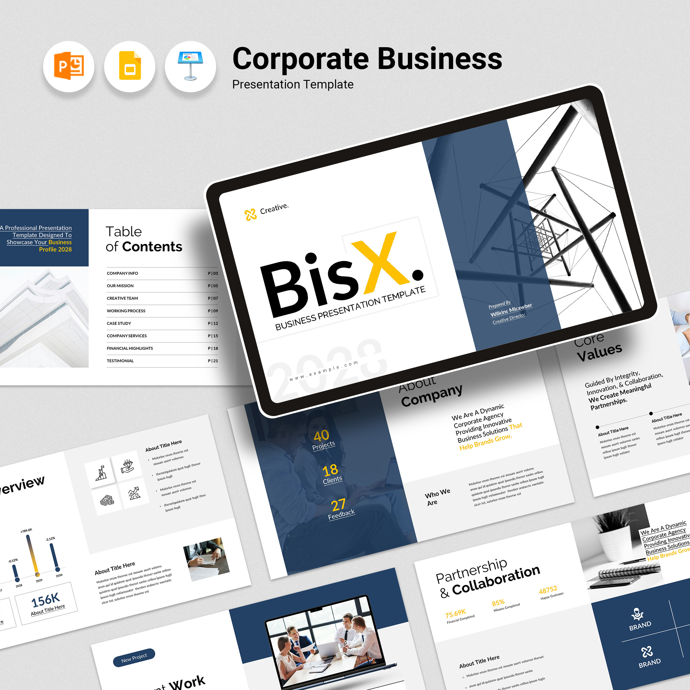 Corporate Business Presentation Template 3d agency animation architecture branding business corporate creative design graphic design infographic logo minimal motion graphics pitchdeck powerpoint presentation slide template ui