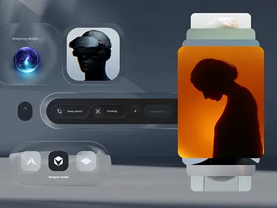 VanguardAI UI style concept 2026 3d ai apple branding browser design glass graphic inteligence liquid logo mitkow motion graphics ui ux web web design website widgets