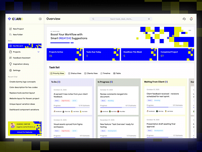 Clario - Smart AI Productivity Assistant Dashboard UI UX Design admin ui ai ai assistant app app design application copilot dashboard interface design management minimalist modern product design productivity professional saas startup ui web design website