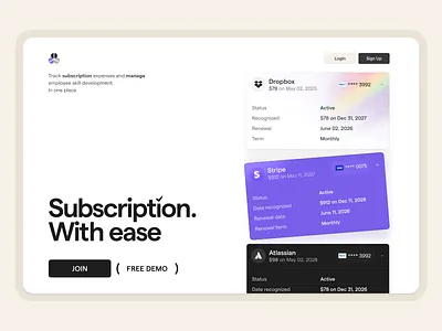 subscription with ease black blue branding clean design holo landing page minimal saas simple subscription ui voit xandovoit