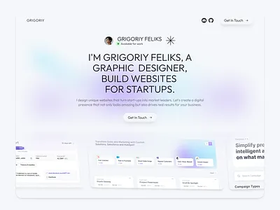 Portfolio Landing Page Design branding freelance gradient hero ui illustration interface landing page modern painless.design portfolio ui user expereince user interface ux web web design web marketing website website design