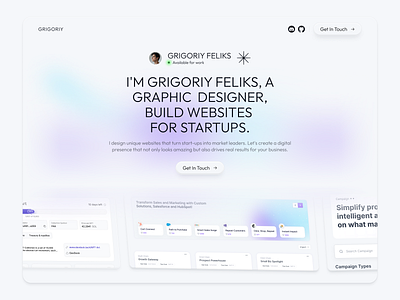 Portfolio Landing Page Design branding freelance gradient hero ui illustration interface landing page modern painless.design portfolio ui user expereince user interface ux web web design web marketing website website design