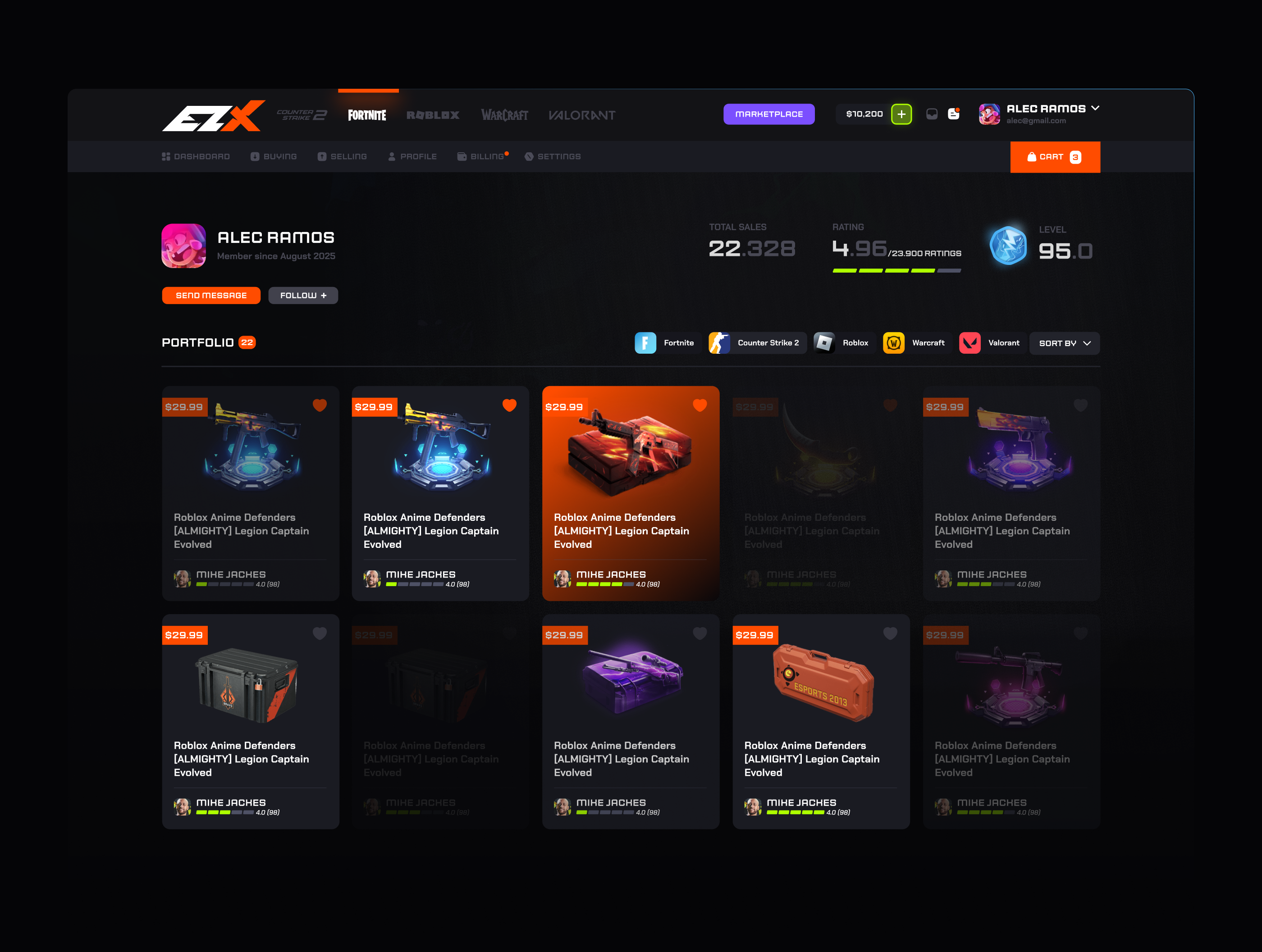 Example of Gaming Marketplace Design