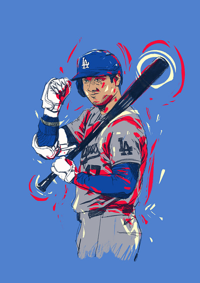 Shohei Ohtani - LA Dodgers baseball baseball illustrations character energy illustrated illustration illustrator mlb people portrait portrait illustration procreate shohei ohtani sports the la dodgers