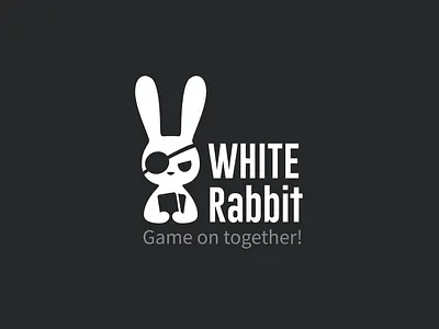 WHITE RABBIT black and white design bunny illustration bunny mascot cards creative studio esports brand flat logo game gamer community gaming community gaming logo indie game logo inspiration mascot design minimalist logo modern branding pirate rabbit rabbit character team identity white rabbit