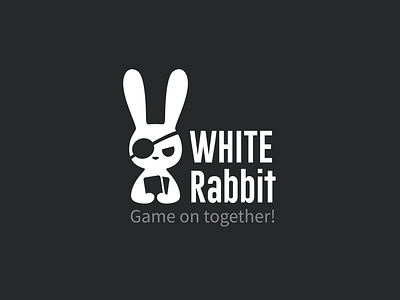 WHITE RABBIT black and white design bunny illustration bunny mascot cards creative studio esports brand flat logo game gamer community gaming community gaming logo indie game logo inspiration mascot design minimalist logo modern branding pirate rabbit rabbit character team identity white rabbit