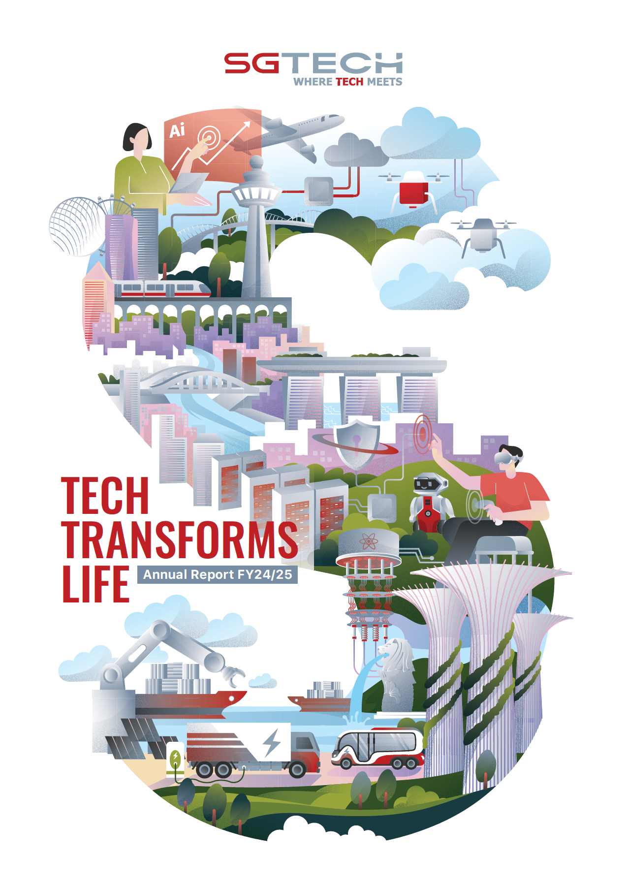 Tech Transform Life - Annual Report Design annual report blockchain branding crypto design graphic design illustration logo sg singapore sustainability talent technology transformation vector