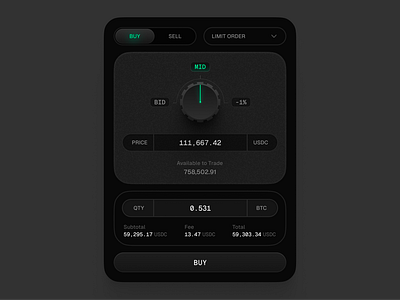 Limit Order UI bitcoin crypto dark exchange fintech product design ui web3