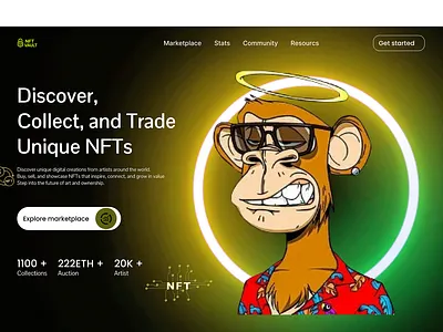 Digital Art NFTs - Homepage Page animation apps branding graphic design homepage landing page motion graphics nfts nftsmarketplace ui uiux design website