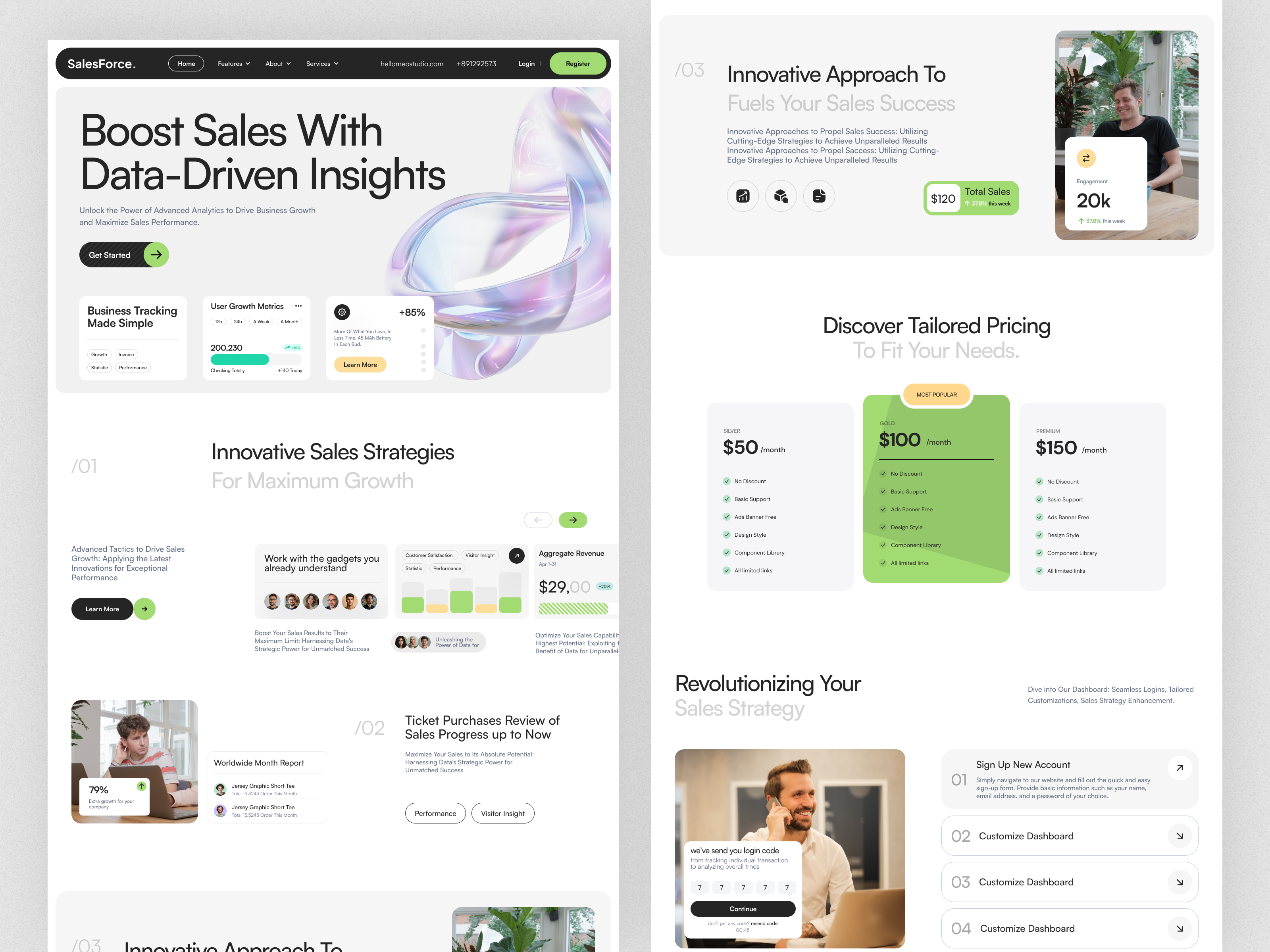 SalesForce – Data-Driven SaaS Landing Page b2b saas website business analytics website clean ui design conversion focused design crm website design data driven saas landing page design figma web design interface marketing website design modern landing page saas homepage design saas landing page saas platform ui saas product landing page salesforce landing page ui ux design web app ui design web design