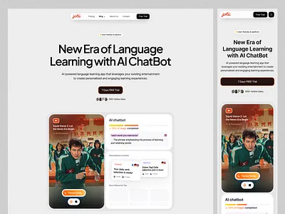 Language Learning Platform Landing page design highquality landing minimal modern ui web website