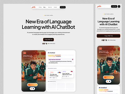 Language Learning Platform Landing page design highquality landing minimal modern ui web website