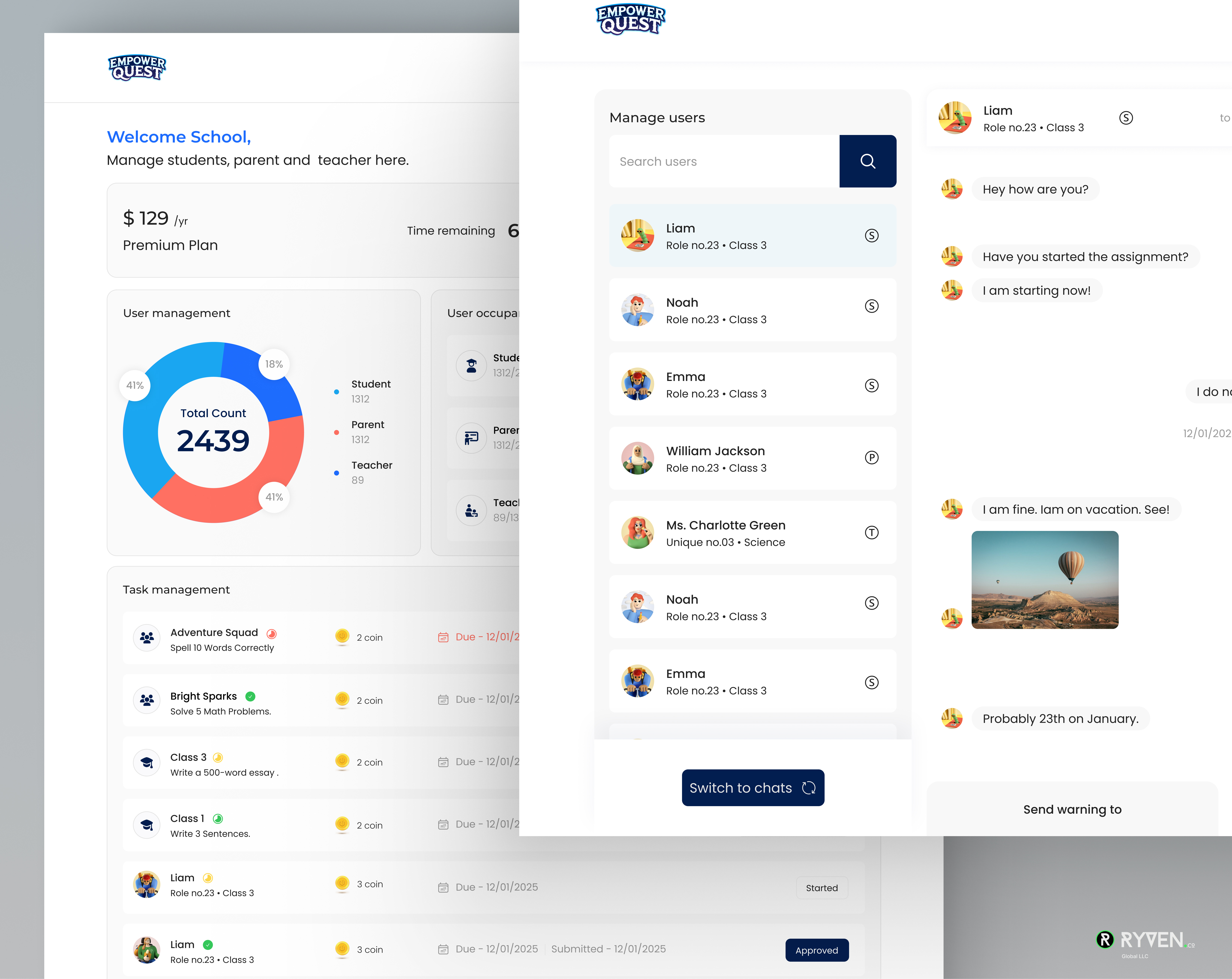 Modern Education Dashboard – Task & Reward System adminpanelui cleanui dashboarddesign datavisualization edtechdashboard educationtechnology learningappdesign minimaldashboard saasdesign schoolmanagement studentportal taskmanagement uidesign uxdesign uxuidesign webappdesign