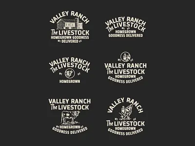 Valley Ranch Logo Design Concepts animal brand brand identity branding concept cow design font graphic design group hand drawn identity illustration logo ranch typography vector vintage vintage design visual