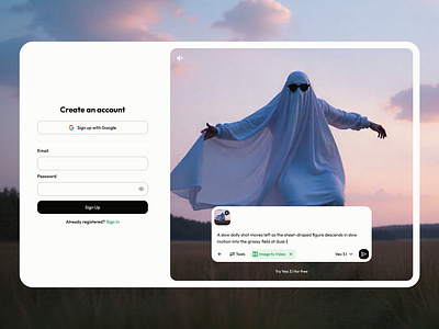 Sign Up - AI video Generator ai design figma figma design minimal sign up sign up page sign up ui ui ui design