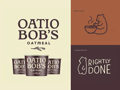 Rustic Oatmeal Branding Bear Concept bearlogo brandidentity designinspiration foodbranding graphicdesign minimaldesign oatmeal packagingdesign typography vintageaesthetic