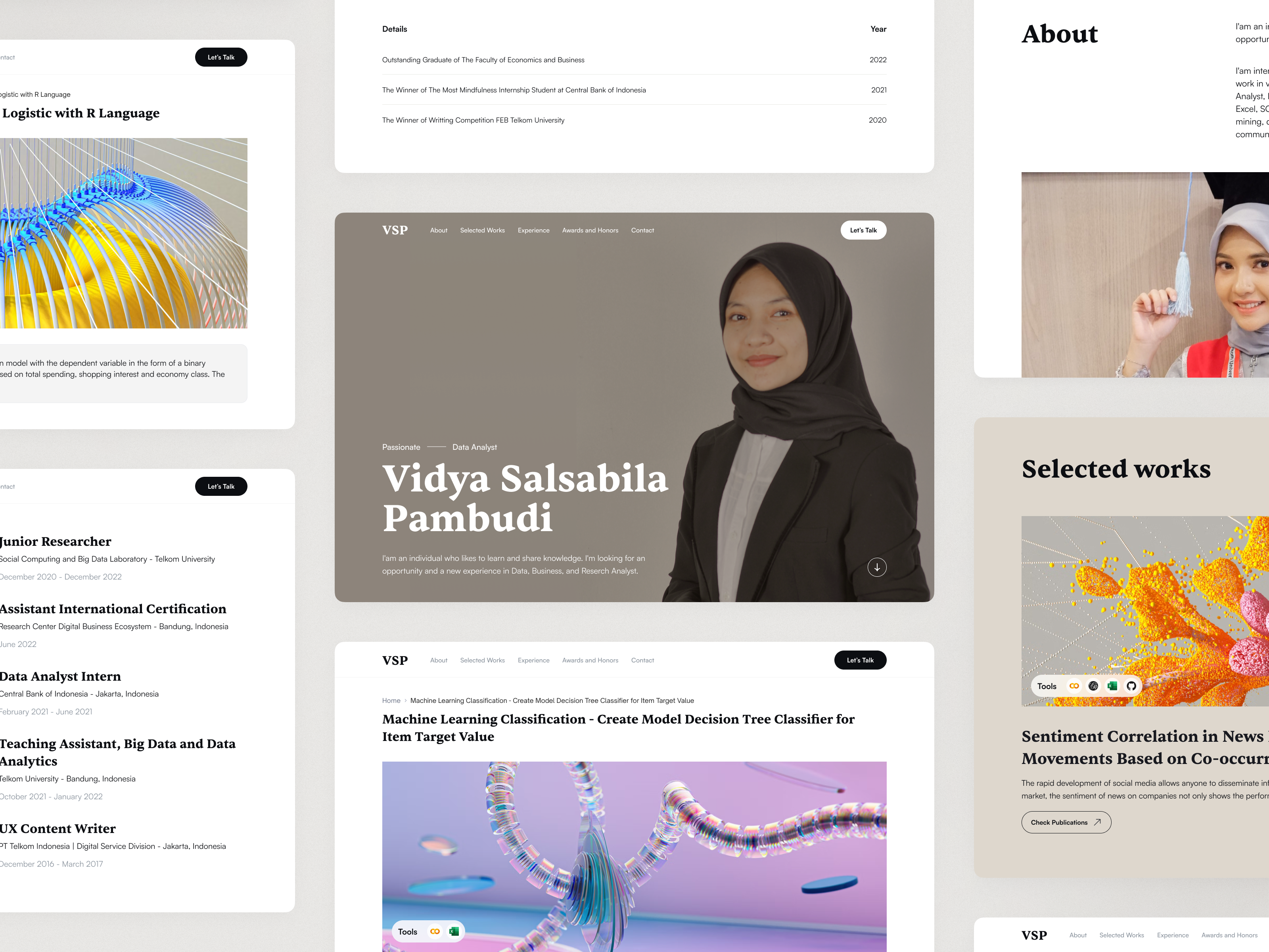Vidya Salsabila Pambudi, Personal Portfolio analyst article business data discovery landing page portfolio ui ux web personal website