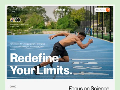 Sport & Fitness Coaching — Landing Page Concept clean ui coach ui coaching ui design healthcare ui modern ui personal branding personal portfolio sport fitness website sport coach ui ui design uiux design user interface ux design ux research website designer wellness website