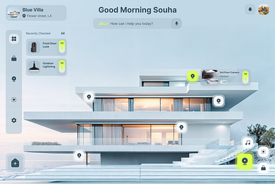 Smart Home Control Dashboard – Blue Villa UI cleanui dashboarddesign figmadesign interactiondesign minimalui smarthome smarthomeui uidesign