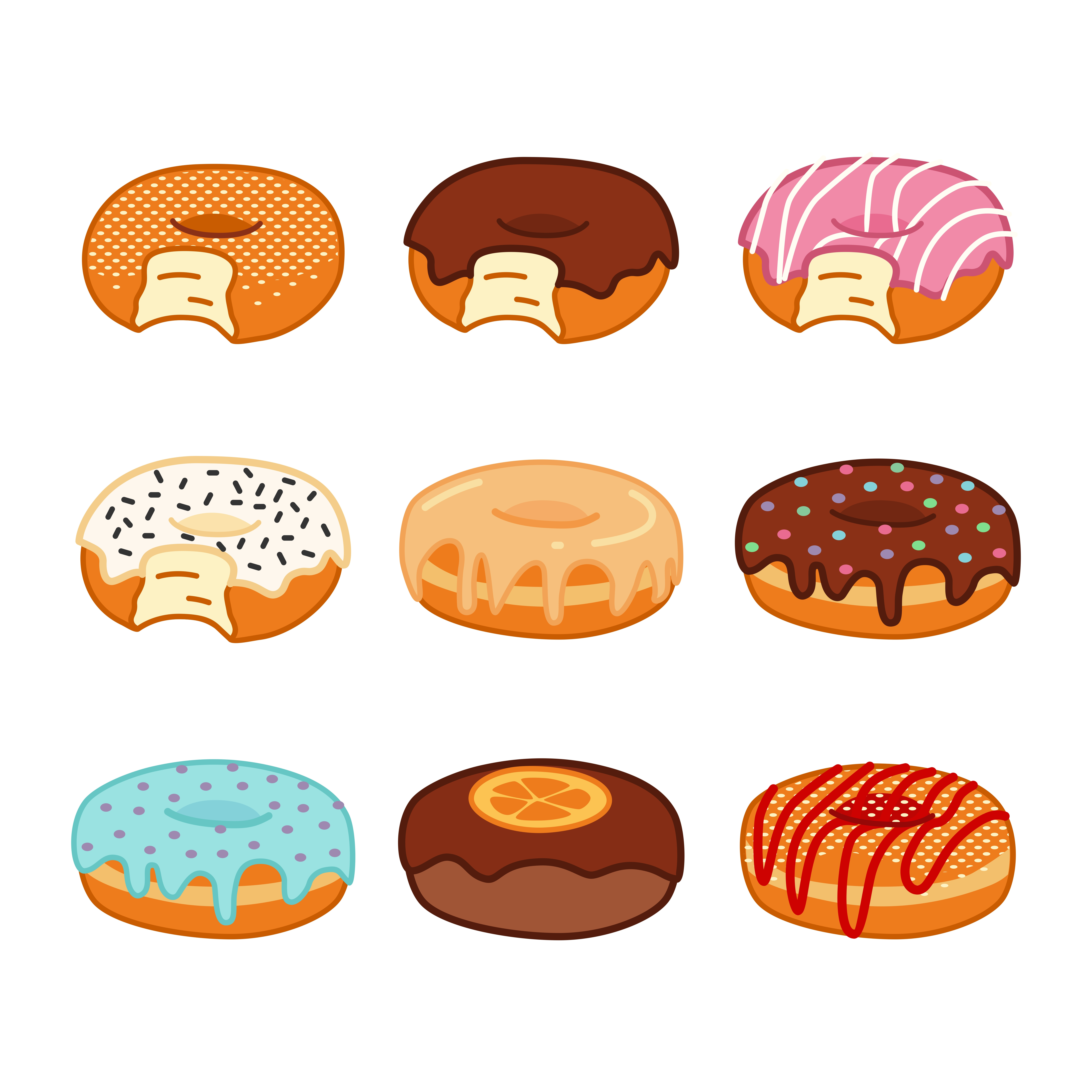 Hand drawn donuts design pack donuts food hand drawn vector