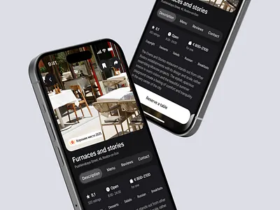 Seatly — mobile booking app for modern dining app concept booking button mobile app restaurant app tabs