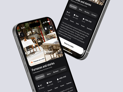Seatly — mobile booking app for modern dining app concept booking button mobile app restaurant app tabs