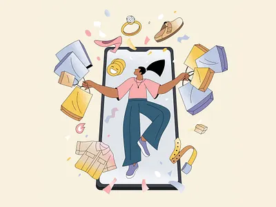 Online shopping character design design illustration product ui vector webdesign