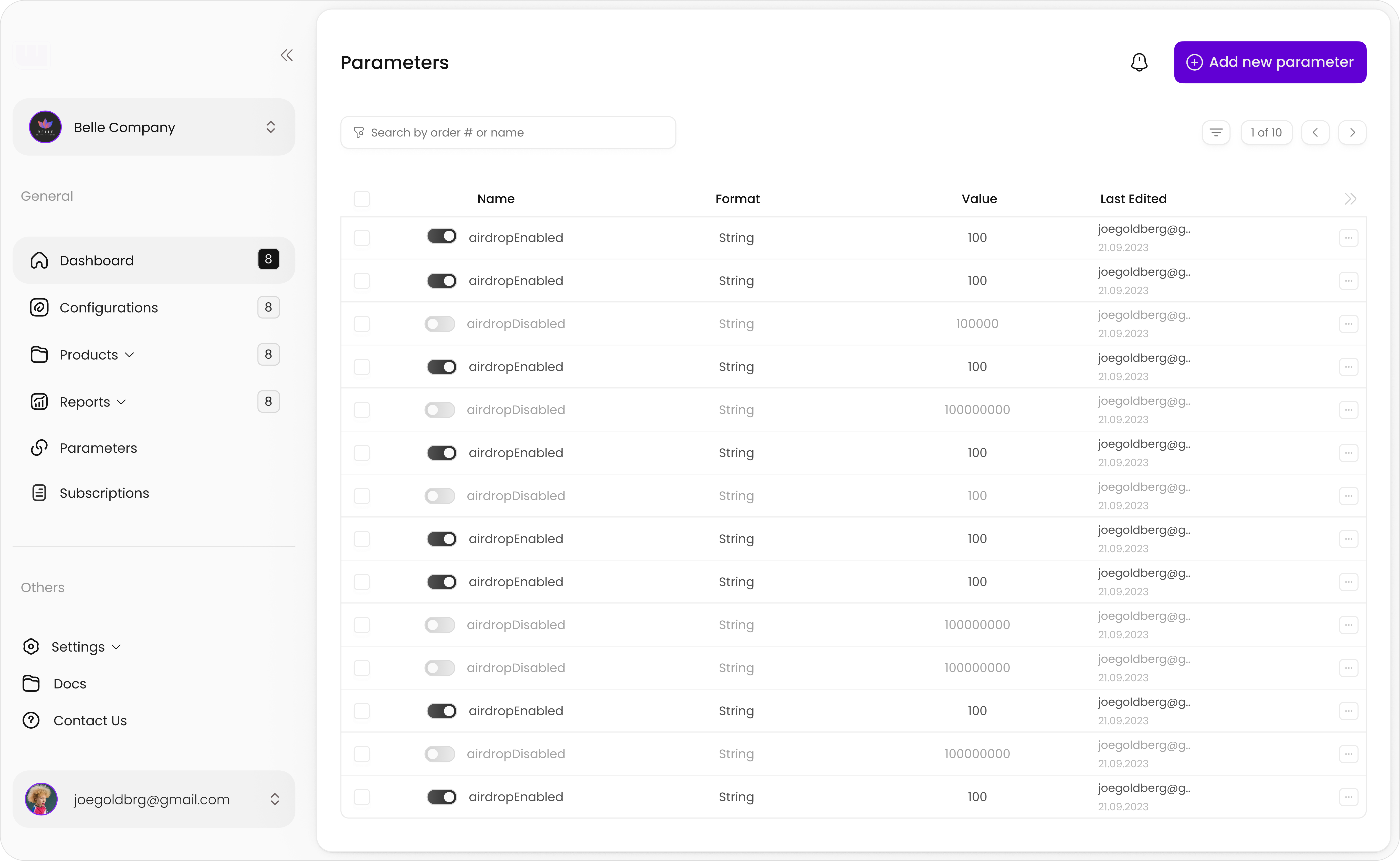 Dashboard UI | Parameters dashboard dashboard ui finance ui user interface web web app web design