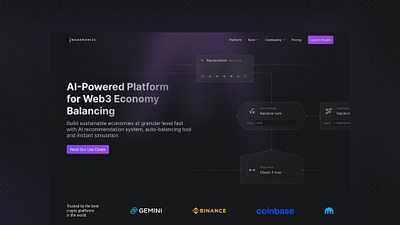 Web3 Economy platform - Landing Page UI/UX branding dark economy landing page product design ui ux uxui web3